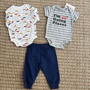 Popopie Kids Three Piece Set - Gray/White/Navy Size 6 mos New With Tag
